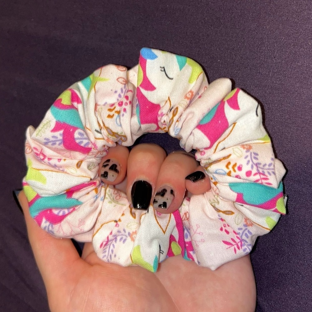 Unicorn homemade hair scrunchie for anyone!